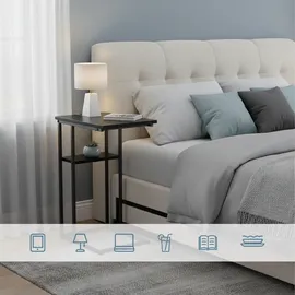 Relaxdays Beistelltisch, große und kleine Ablage, HxBxT 60 x 40 x 30 cm, Tisch für Couch & Bett, Metall & MDF, schwarz