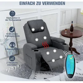 Laiham Massagesessel Relaxsessel Fernsehsessel Massage Liegefunktion TV Sessel Pol... - Grau