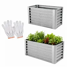 onbest Metall Hochbeet XXL 120 x 60 x 60 cm Silber