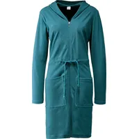 Erwin Müller Damen-Bademantel Limbach mit Kapuze Leichtfrottier petrol | 36-38