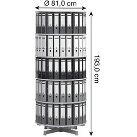 REEF Ordnerdrehsäule hellgrau bis zu 120 Ordner, Komplett drehbar, H: 193,0 cm