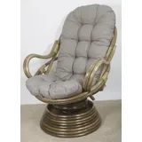 Rattani Rattanstuhl Rattan Drehsessel, Drehwippsessel Linda Fb. darkbrown grau