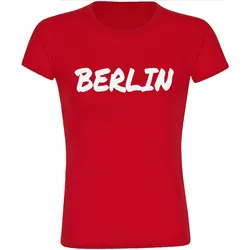 multifanshop Damen T-Shirt - Berlin rot - Textmarker - Druck weiß - Frauen