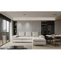 Fun Möbel Ecksofa Sofa HECKTOR mit Schlaffunktion Stoff Abriamo Champagne Ottomane Rechts - Beige