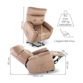 RABURG Fernsehsessel Aufstehhilfe, XXL-Relaxsessel, Liegefunktion, 200 kg, Belastbarkeit, XXL-Sessel & Schlaffunktion, Mikrofaser, Braun,