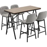 HOMCOM Bartisch Set 5-tlg. mit Barhockern, Essgruppe für Küche, Bistrotisch mit 4 Stühlen, Metall, hellbraun, 120x60x91 cm   Aosom.de