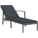 vidaXL Sonnenliege mit Auflage Poly Rattan Grau