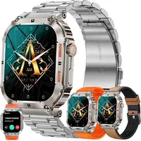 Herren Smartwatch mit Telefonfunktion, 5 ATM wasserdichte Fitnessuhr mit Schlafmonitor, Schrittzähler Herzfrequenz SpO2 100+ Sportmodi, Sportuhr - Silber