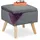 Relaxdays Samthocker mit Stauraum, gepolstert, eckig, mit Holzbeinen, Wohnzimmer Sitzhocker, HBT 40x40x40 cm, dunkelgrau