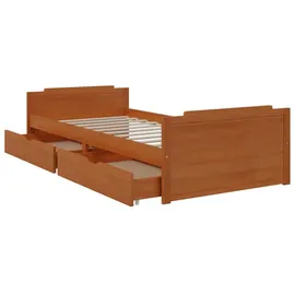 vidaXL Massivholzbett 90 x 200 cm Honigbraun