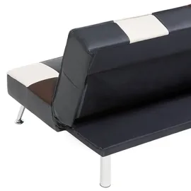 Beliani Schlafcouch Kunstleder 3-Sitzer Schwarz