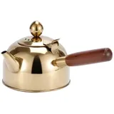JYARZ Wasserkessel Induktion Pfeifender Teekessel Aus Edelstahl, Teekannenkessel Mit Holzgriff Für Den Gasherd Zu Hause Wasserkessel Gasherd (Color : Gold, Size : 680Ml)