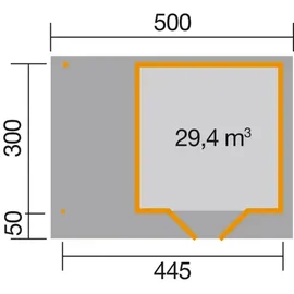 Weka Designhaus 126 A Gr.2 4,42 x 3,01 rot Doppeltür