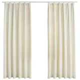 vidaXL Verdunkelungsvorhänge mit Haken 2 Stk. Samt Creme 140x175cm