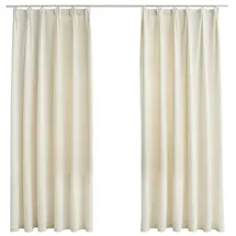 vidaXL Verdunkelungsvorhänge mit Haken 2 Stk. Samt Creme 140x175cm