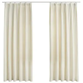 vidaXL Verdunkelungsvorhänge mit Haken 2 Stk. Samt Creme 140x175cm