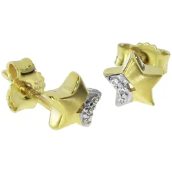 Paar Ohrstecker OSTSEE-SCHMUCK "Ostsee-Schmuck Ohrstecker Stern Ohrstecker Stern", gelb, Ohrringe, Damen, 6 x 6mm, Gelbgold 333