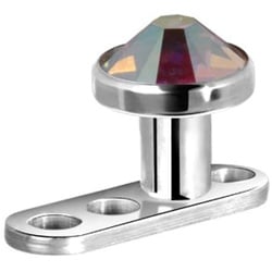 Karisma Piercing-Set Micro Dermal Anchor Surface Piercing G23 mit Kristall Stein 3mm - Rainbow