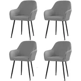 CLGTY Samt Stuhlhussen Mit Armlehne Moderne, Weich Abnehmbar Stuhlhussen Moderne Hussen Für Stühle Für Esszimmer-grau-A-4 Stück