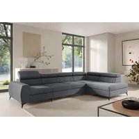 Fun Möbel Ecksofa Schlafsofa Sofa Toronto XL Stoff Element Grau Ottomane Rechts