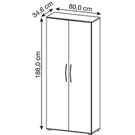 Hammerbacher Aktenschrank grau 4 Fachböden 80,0 x 33,0 x 188,0 cm