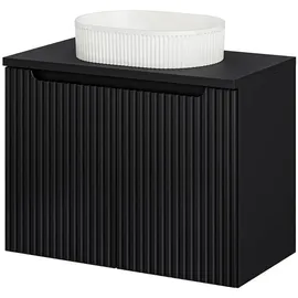 [en.casa] Waschtisch Skelbolu mit Türen 80x71x40 cm Schwarz [en.casa]