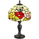 7CDXD Tiffany Lampe Klein Retro Tiffany Lampen mit Handcraft Glasmalerei Lampenschirm und Metallsockel für Dekorieren Sie Schlafzimmer Wohnzimmer Arbeitszimmer Büro Bar [Energieklasse F]