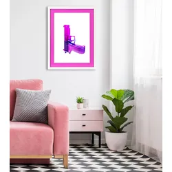 queence Bild mit Rahmen »Waffe, Pistole, pink«, Sport, (1 St.), Poster mit buntem Acrylglas Passepartout queence weiß