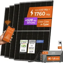 solarway All In One Balkonkraftwerk 1760 W / 800 W inkl. 1,6 kWh Anker Solix 2 Pro Speicher