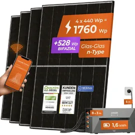 solarway All In One Balkonkraftwerk 1760 W / 800 W inkl. 1,6 kWh Anker Solix 2 Pro Speicher
