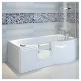 Dusche-24 Badewanne Badewanne mit Tür 167x85 cm HOCONCERT inkl. Duschaufsatz und Schürze weiß