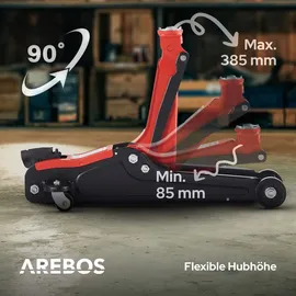 Arebos 2T Hydraulischer Rangierwagenheber flach | Unterfahrhöhe 85-385 mm