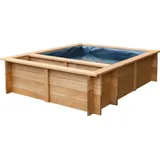 dobar® 29240FSCe Hochteich Maxime | Gartenteich 330 L aus robustem Massivholz | Miniteich für Garten/Terrasse/Balkon | Teich für den Garten inkl. Teichfolie | 150 x 120 x 40 cm | Braun