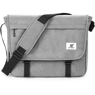 SKYSPER URBANX15 Messenger Bag mit RFID-Schutz 15,6-Zoll-Laptoptasche Umhängetasche groß für Herren Und Damen (Grau)