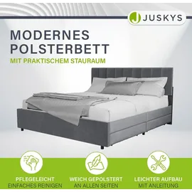 Juskys Samt Polsterbett Soria & Grau