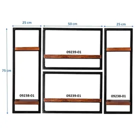 SIT Möbel Wandregal-Set 110 x 25 x 75 cm Antikschwarz