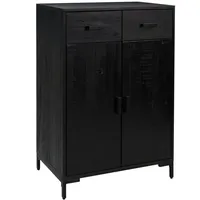 VidaXL Schuhschrank Schwarz 75x40x110 cm Massivholz Kiefer