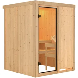 Karibu Sauna Norin ohne Ofen ohne Dachkranz inkl. 8-teiligem gratis Zubehörpaket (Gesamtwert 191,92€)