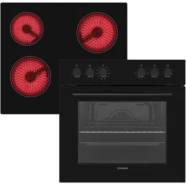 Telefunken ECH65A-B2 Einbauherd-Set | Backofen mit Grill & Umluft | Glaskeramik-Kochfeld