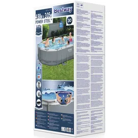 BESTWAY Power Steel Frame Pool oval Set 488 x 305 x 107 cm inkl. Filterpumpe