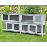 nanook Bommel XXL Doppel Kaninchenstall Hasenstall - doppelstöckig - wetterfest - 230 x 50 x 101 - Farbe: grau - extra großes Kaninchengehege