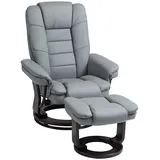 Homcom Relaxsessel mit Hocker 360°Drehbarer Fernsehsessel mit Liegefunktion TV-Sessel Ruhesessel bis 130 kg belastbar für Wohnzimmer Kunstleder, Grau