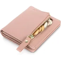 moorle Damen Geldbörse, Kleines Damen Portemonnaie, rosa Leder Geldbeutel Geldbörse Münzfach Damen, Portemonnaie mit Reißverschluss Mehreren Kartenfächer für Feste Geschenk