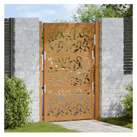 vidaXL Gartentor 105x155 cm Wetterfester Stahl Blattdesign