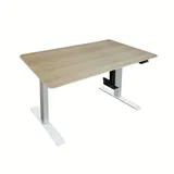 Home Deluxe Höhenverstellbarer Schreibtisch LUMINA - Gestell: Weiß, Platte: Eiche, Maße: 120 x 60 cm, Kohlenstoffstahl, inkl. PC-Halterung, - Touchscreen I Arbeitsplatz Bürotisch - Weiß
