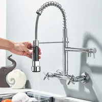 Edelstahl Wandarmatur Wasserhahn Küchenarmatur Ausziehbar Brause Küche Spültisch
