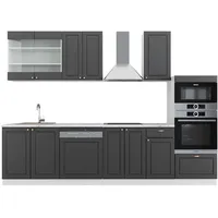 Vicco Küchenzeile Fame-Line 300 cm Anthrazit-Gold/Weiß