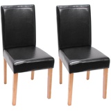 Moderne-Wohnideen 2er-Set Esszimmerstuhl Stuhl Lehnstuhl Littau Kunstleder, schwarz, helle Beine