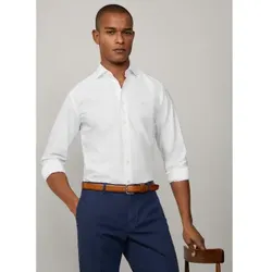Hackett London für Herren. HM3010254 Hemd Textur weiß (XXL), Lässig, Baumwolle, Klassisch, Langarm