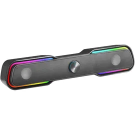 Mars Gaming MSBX, 10W Gaming-Soundbar, Dynamische RGB-Beleuchtung, DSP-Soundprozessor, Bluetooth 5.0 - Klinke, Mehrstufiger Raumklang, Schwarz